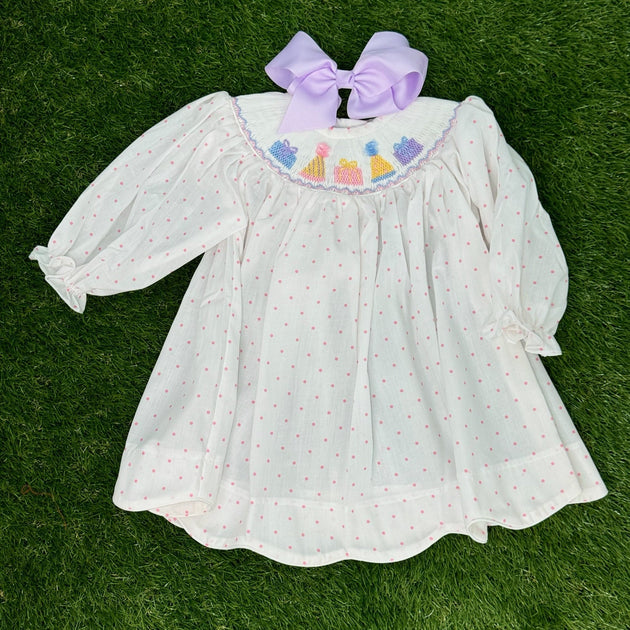 Birthday Smocked Dress in Polka Dot