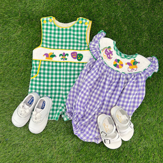 mardi gras smocked outfits