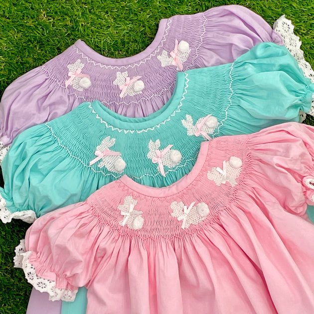 Purple smocked easter on sale dress