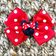 Mouse Ears Hair Bow in Grosgrain Polka-dot Ribbon
