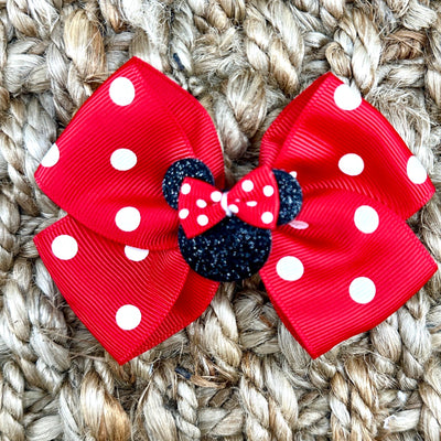 Mouse Ears Hair Bow in Grosgrain Polka-dot Ribbon