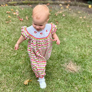 Santa Smocked Christmas Plaid Bubble