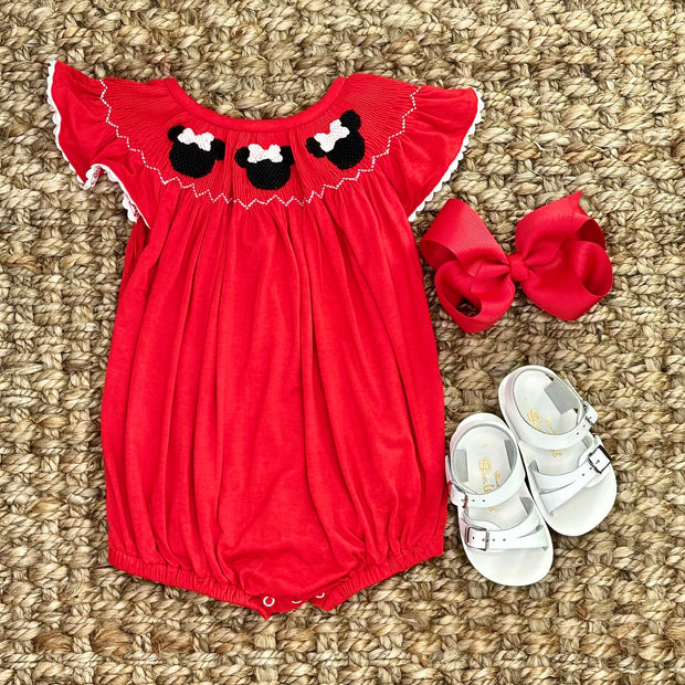 Mouse Ears Smocked Knit Romper