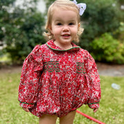 Red Floral Smocked Charlotte Bubble Romper