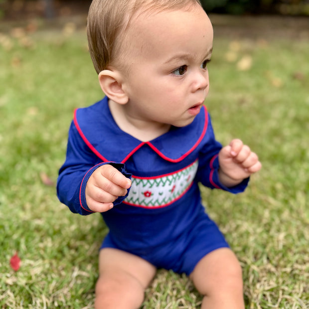 Navy Windsor Smocked Shortall