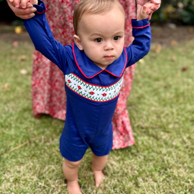 Navy Windsor Smocked Shortall
