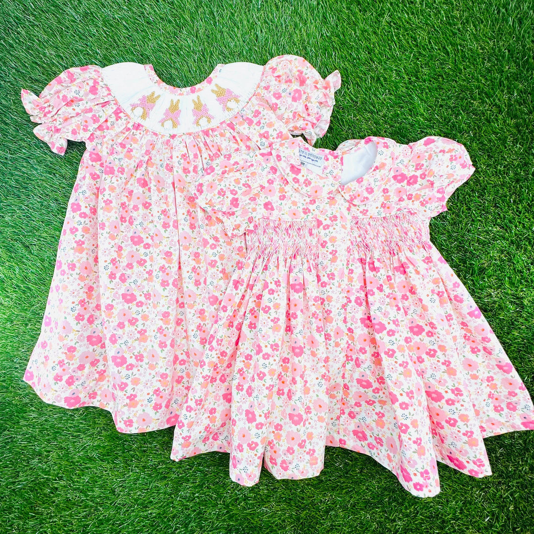 Smocked Charlotte Dress- Pink Floral Liberty Print