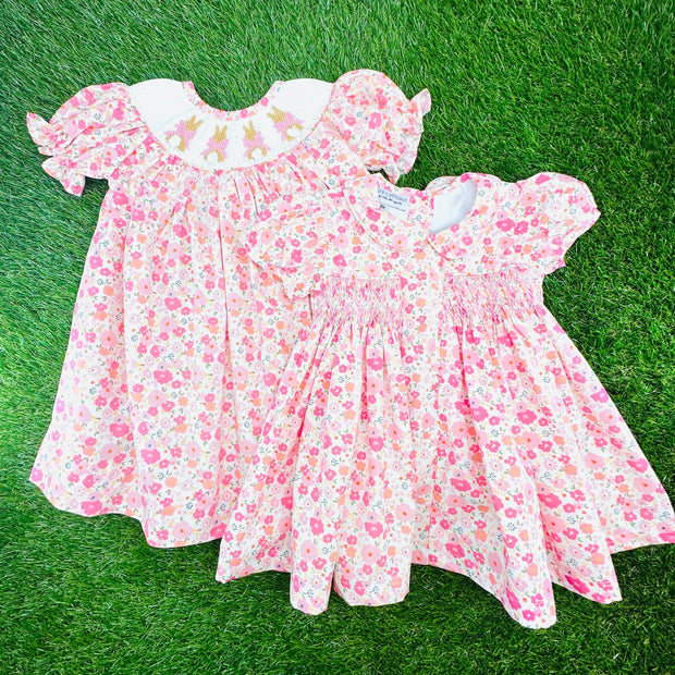 liberty smock dress Smocked Charlotte Dress- Pink Floral Liberty Print