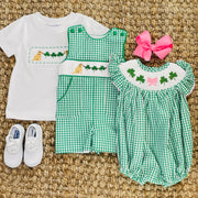 Shamrock Smocked Shirt with Puppies in Soft Knit