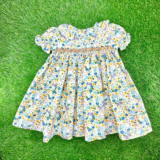 Autumn Floral London Smocked Dress - Vintage Style, Baby Girl, Heirloom Dress, Spring, Fall, Thanksgiving, Halloween 734 *G