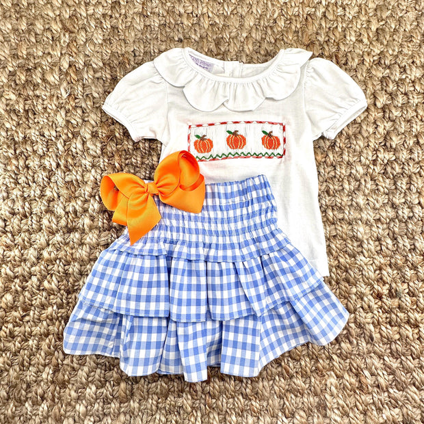 Blue Gingham Ruffle Skirt