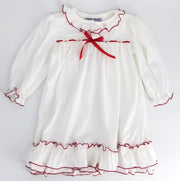 Clara Nutcracker Dress in Soft Knit Cotton with Red Ribbon