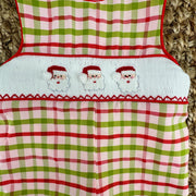 Santa Smocked Christmas Plaid Longall