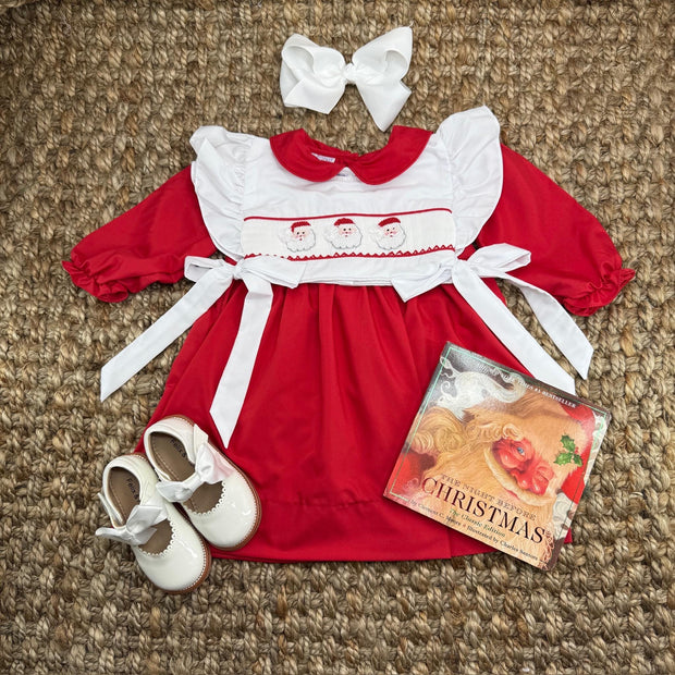 Santa Smocked Christmas + Valentine Dress, 3 outfits in 1 with removab Pleats and Stitches Santa Smocked Christmas + Valentine Dress, 3 outfits in 1 with removab Pleats and Stitches