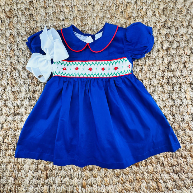 Navy Windsor Smocked Dress