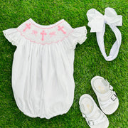 Smocked Crosses and Bows Romper