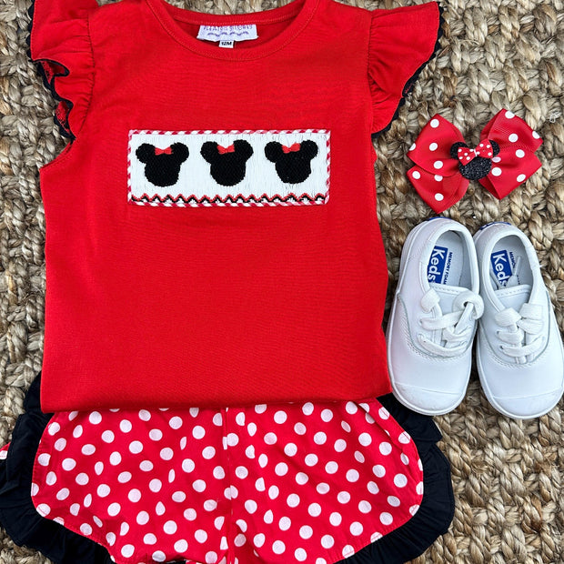 Mouse Ears Hair Bow in Grosgrain Polka-dot Ribbon