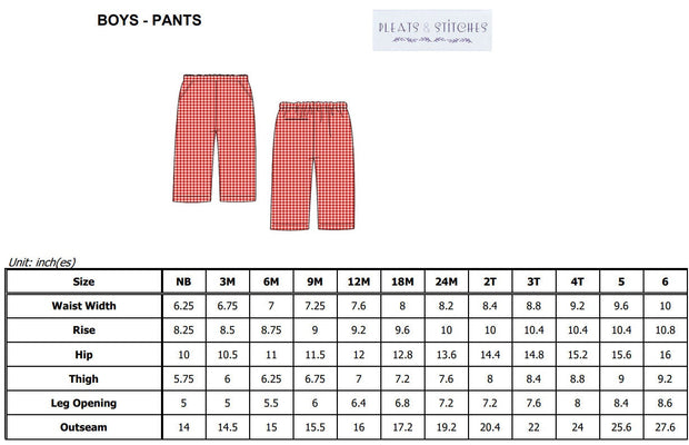 Boys Pants in Tan Gingham with Pockets