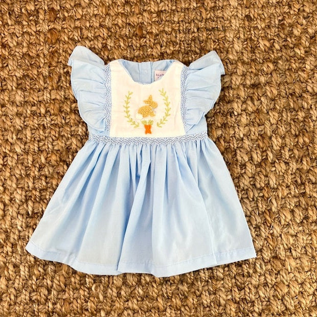 Easter Bunny French Knot Chantilly Dress in Blue