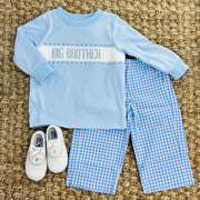 Blue Gingham Boys Pants with Pockets