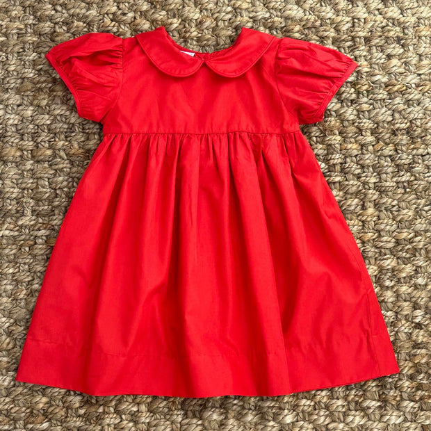 Christmas Apron Bow Dress- Embroidered and Smocked 2 Piece Dress