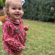 Red Floral Smocked Charlotte Bubble Romper