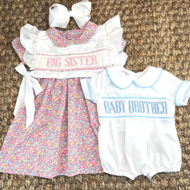 Smocked Big Sister Dress in Floral with Removable Top. Two Dresses in One!