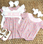 Smocked Big Sister Dress in Floral with Removable Top. Two Dresses in One!