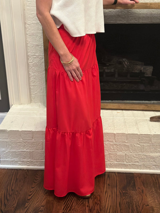 Christmas Maxi Skirt in Red