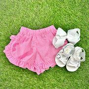 Girl's Shorts in Small Pink Gingham with Ruffles - Matching Shirts available 785 *E