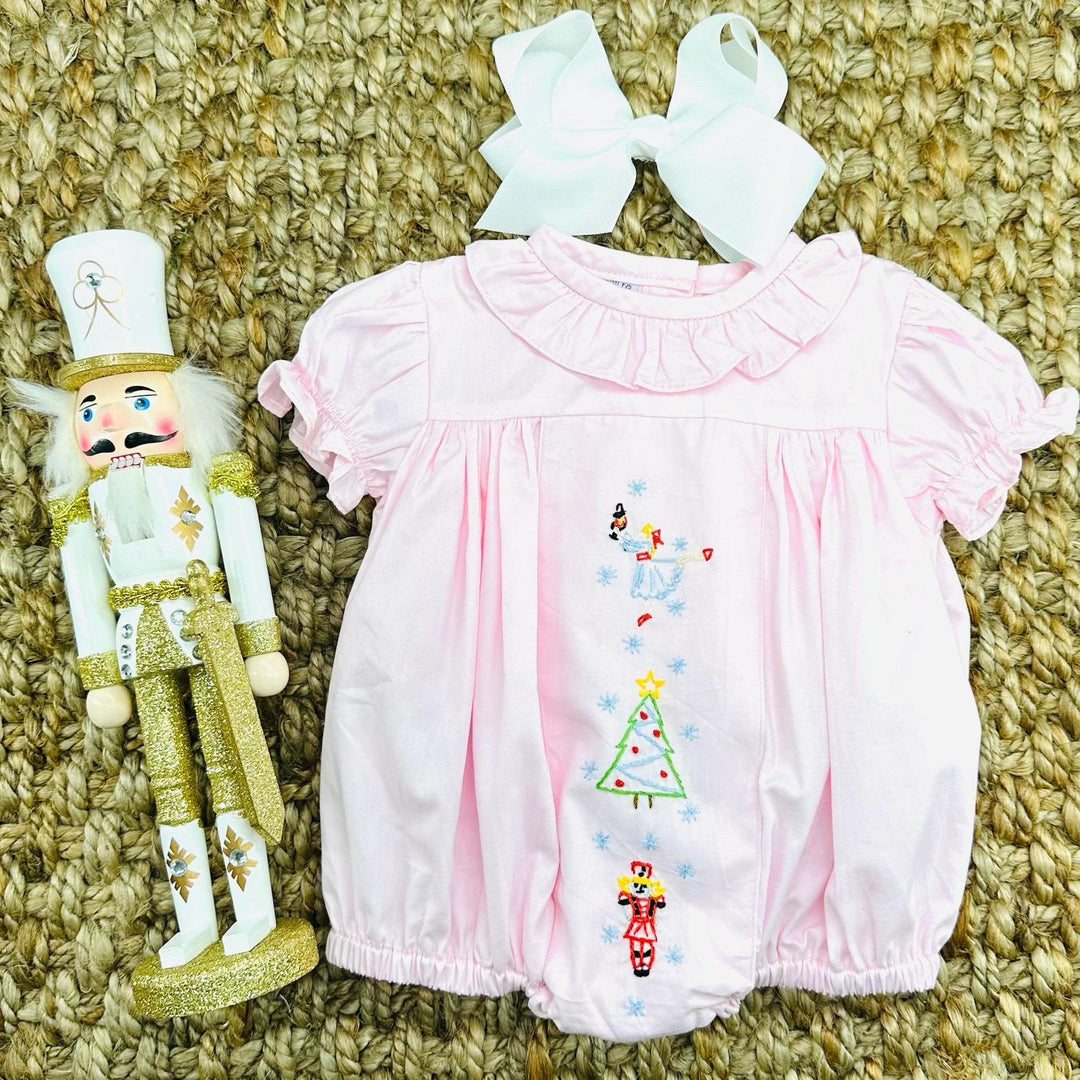Nutcracker Embroidered Christmas Bubble Romper – Pleats and Stitches