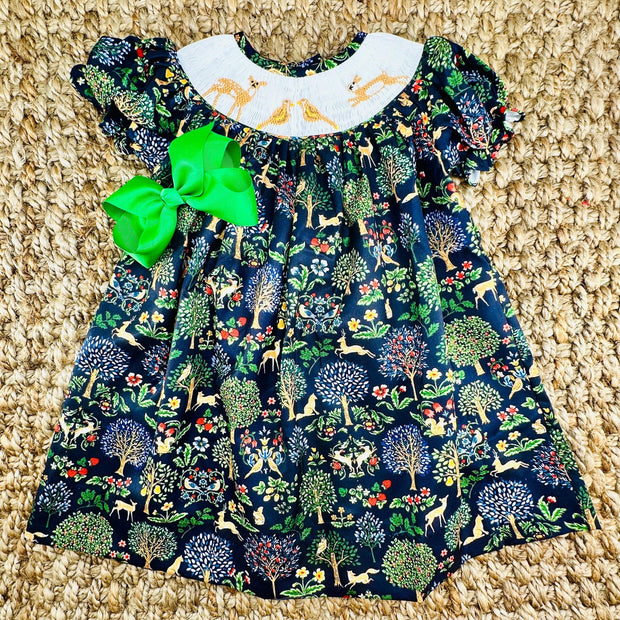 Elegant Forest Smocked Dress