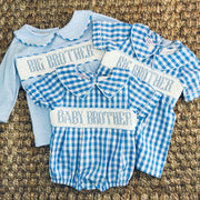 Smocked Big Brother Shirt in blue with collar