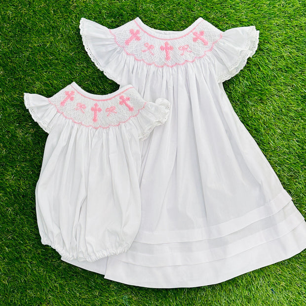 Smocked Crosses and Bows Romper