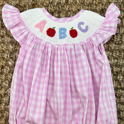 ABC Smocked Bishop Dress in Pink Gingham