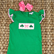 Shamrock Girl's Shirt in Green Knit with Flutter Sleeve!