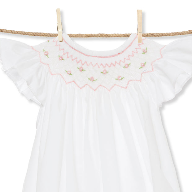 Smocked Rosette flutter sleeve romper