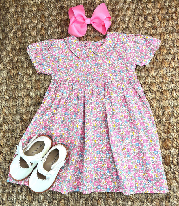 Smocked Big Sister Dress in Floral with Removable Top. Two Dresses in One!