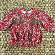 Red Floral Smocked Charlotte Bubble Romper