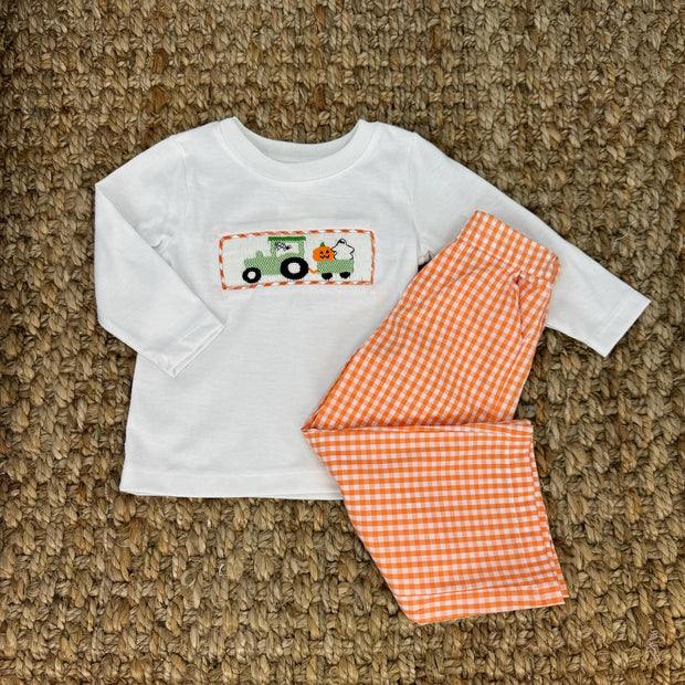 Smocked Halloween Tractor Shirt