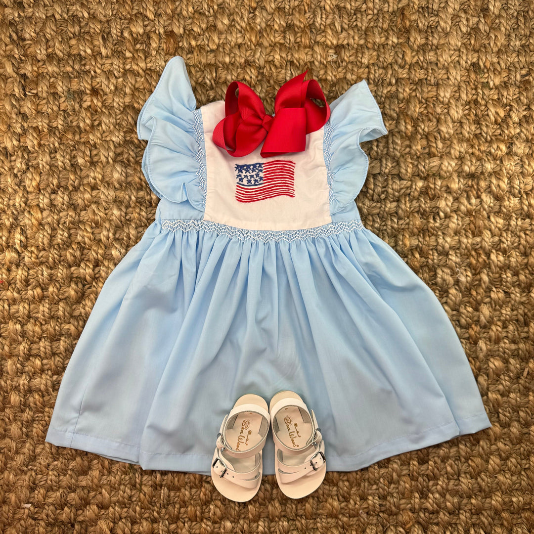 Flag Smocked Avignon Dress Pleats and Stitches