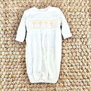 Smocked Cross Baby Gown- Baptism, Christening, soft cotton, baby boy, Baby Gift, Baby Boy, smocked baby outfit 775 *F