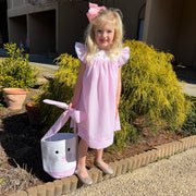 Easter Smocked Dress in Pink Seersucker