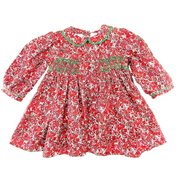 Red Floral Charlotte Smocked Dress
