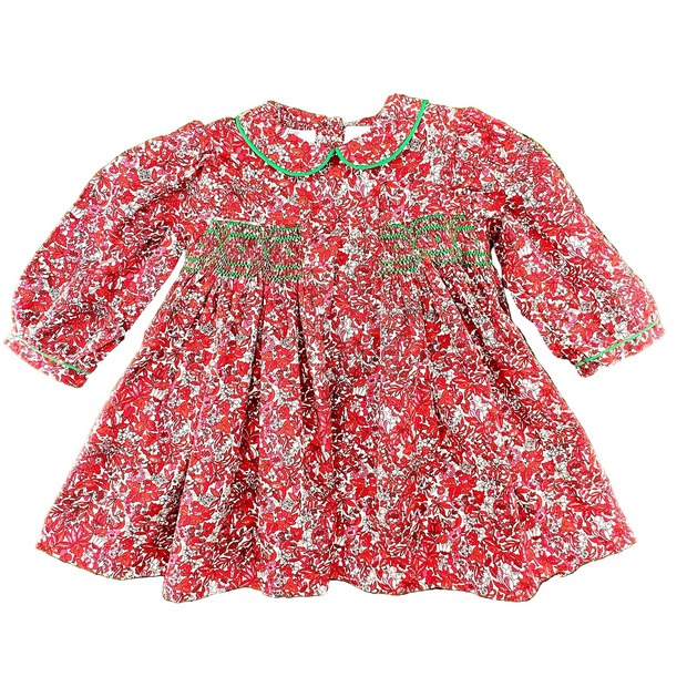 Red Floral Charlotte Smocked Dress