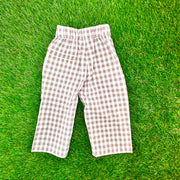 Boys Pants in Tan Gingham with Pockets