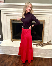 Christmas Maxi Skirt in Red