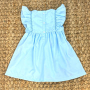 Pumpkin Smocked Avignon Dress - Embroidered Pumpkins on Blue Dress