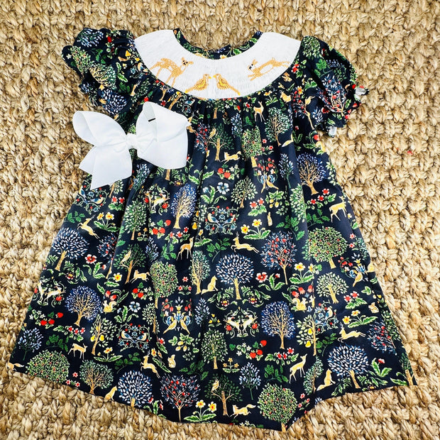 Elegant Forest Smocked Dress