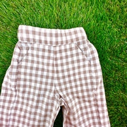 Boys Pants in Tan Gingham with Pockets